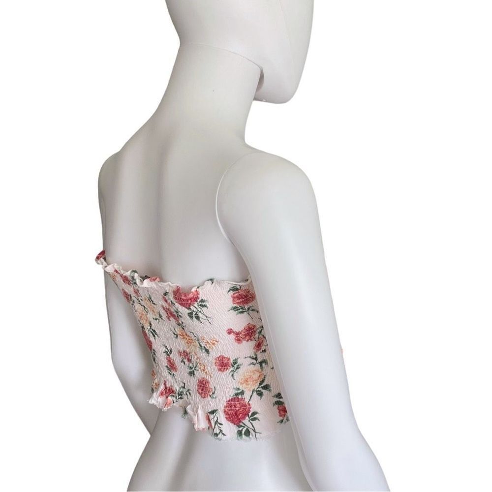 ruffly floral cropped tube top - Picture 3 of 3